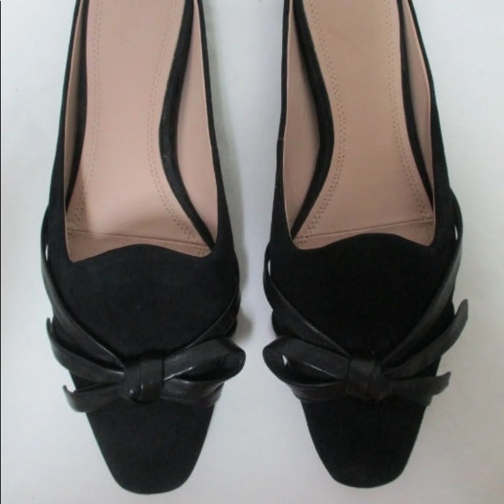 Beautiful AD & Daughters Black Suede and Leather Mules.